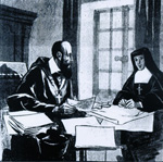 Franz von Sales bespricht mit Johanna Franziska von Chantal die Gestaltung der Heimsuchung