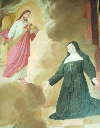 alacoque0004.jpg - Margareta Maria Alacoque, Gemälde am Seitenaltar der Spitalskirche in Eferding, Oberösterreich