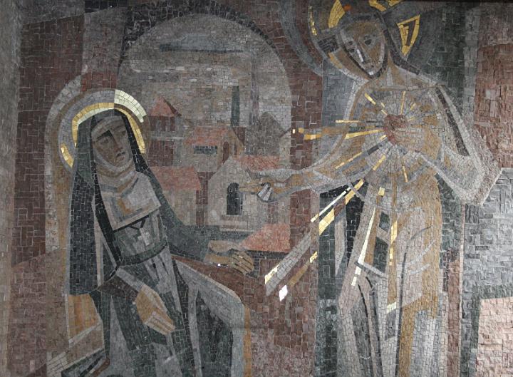 alacoque0014.jpg - Mosaik von Prof. Bauernfeind in der Kapelle des Gymnasiums Dachsberg, Oberösterreich
