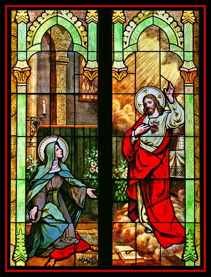 alacoque0148.jpg - Margareta Maria Alacoque, Glasfenster in der St. Peter's Catholic Church in Gentilly, MN, USA