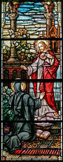 alacoque0149.jpg - Margareta Maria Alacoque, Glasfenster in der St. Patrick's Catholic Church in Green Bay, WI, USA