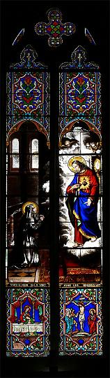 alacoque0157.jpg - Margareta Maria Alacoque, Glasfenster von Fournier & Clermont,Tours 1879, in der Kirche Saint-Pierre, Pontlevoy, Frankreich. 