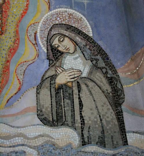 Chantal126.jpg - Hochaltarmosaik in der Kapelle der Sales-Oblaten in St. Michel, Annecy Frankreich (Ausschnitt)