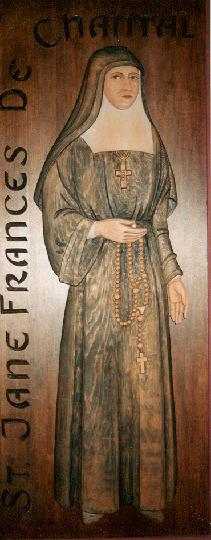 Chantal21.jpg - Holzrelief im Kloster der Sales-Oblaten in Childs, USA